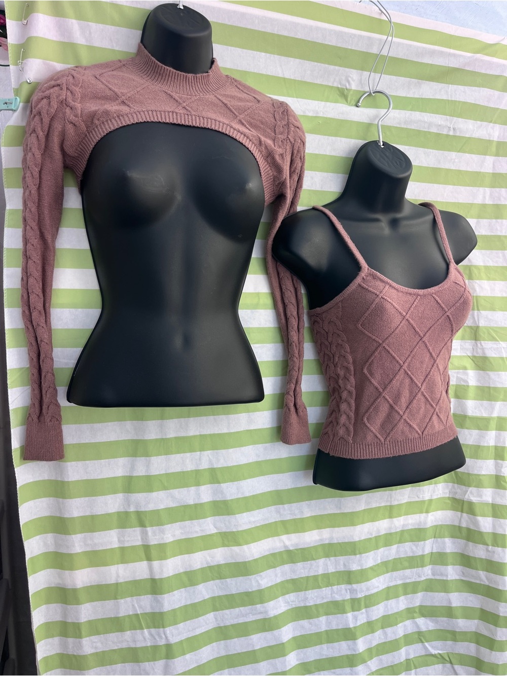 Women’s Knit Camisole and Bolero Shrug Set in Dusty Rose